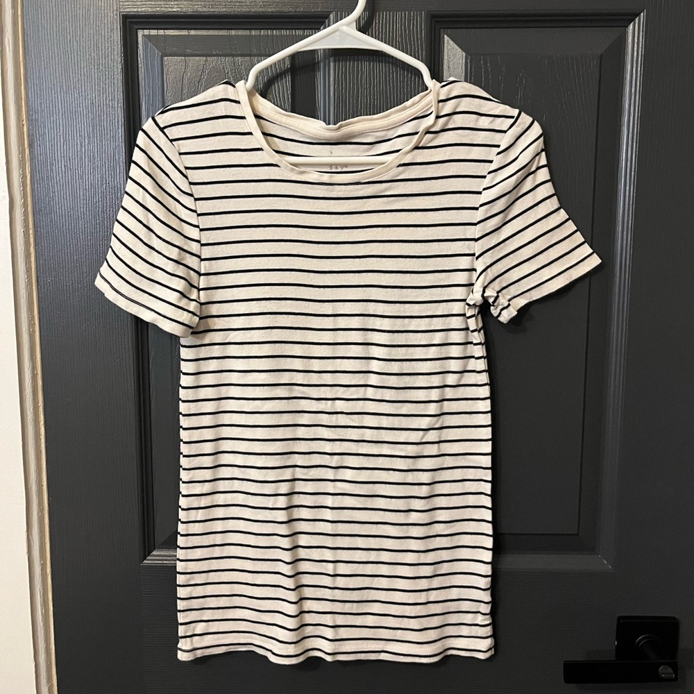A New Day Black and White Striped Tee